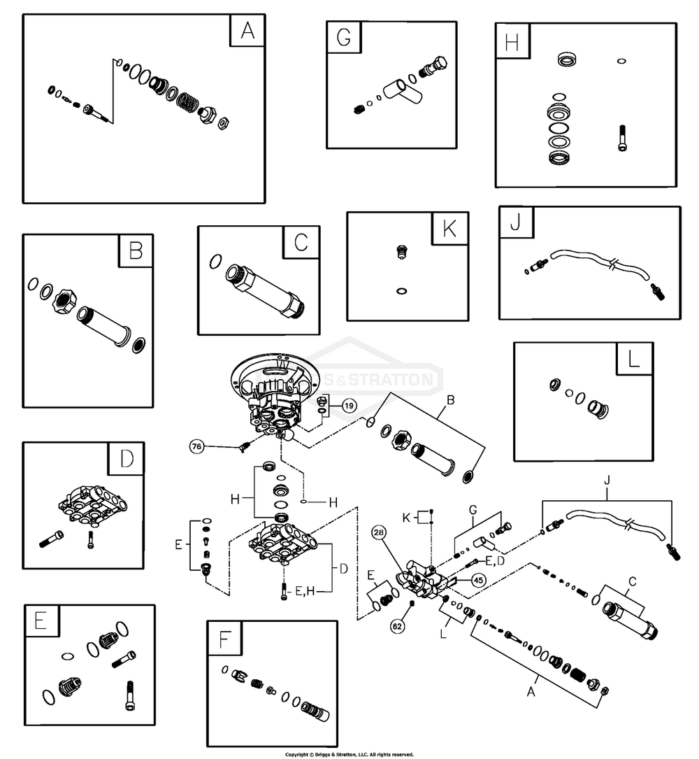 Pump Diagram and Parts List for 1899-1  Briggs and Stratton Pressure Washer